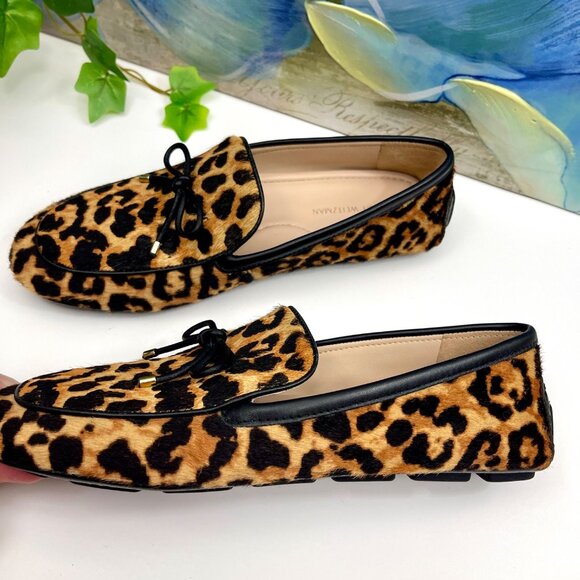 Stuart Weitzman Newport Driving Calf Hair Loafers Cheetah Print 6 - Picture 8 of 13